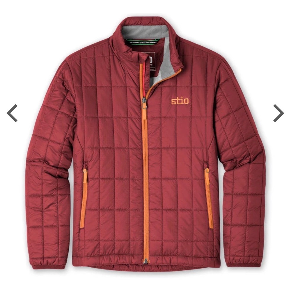 Stio Azura Red Quilted Jacket with Orange Trim
